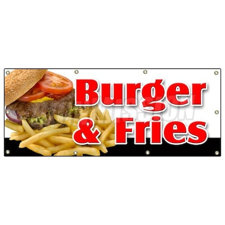 Signmission BURGER & FRIES BANNER SIGN cheeseburger french fries grill beef cheese B-96 Burger & Fries